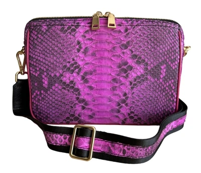 Сумка женская кроссбоди яркая Ekzotic Leather (snc03) из натуральной кожи питона фуксия