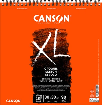 Альбом для эскизов на спирали Canson XL 30x30 см 90г/м2 120 листов белый цвет (3148957871179)