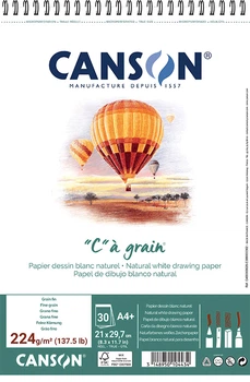 Альбом для эскизов и рисунка на спирали Canson Càgrain А4 21x29.7 см 224г/м2 30 листов белая бумага (3148950104434)
