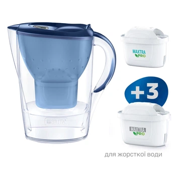 Фільтр-глечик Brita Marella 2,4 л Синій з картриджами Maxtra Pro 1 шт + Maxtra Pro Hard Water 3 шт