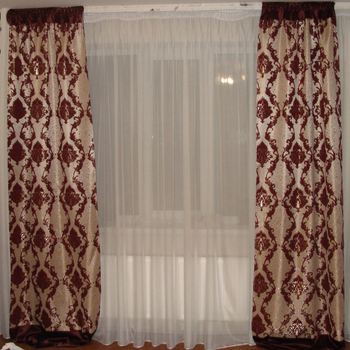 Комплект штор Firanka Damask 2шт 100х270см Бордовий з бежевим (14ш)