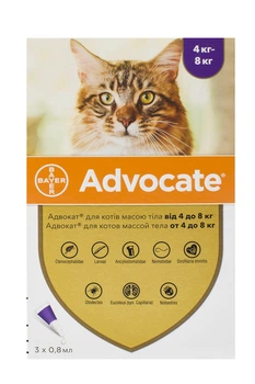 Краплі Bayer Адвокат від паразитів для котів 4-8 кг 1доза