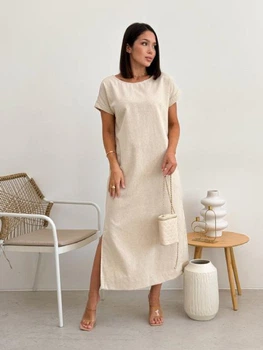 Платье-футболка миди летнее женское ARTKNIT Маргарет M Молочное (4823093466135)