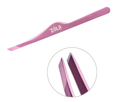 Пинцет скошенный профессиональный для бровей ZOLA Light Рink