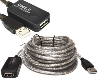 Активний USB 2.0 подовжувач 5м, AM-AF, сріблястий, підтримка PlugPlay