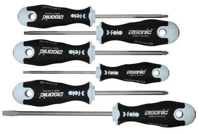 Набор отверток Felo Inox Ergonic 4.0х100/6.5х125/Pz2x100/Ph2x100/TX20x100/TX25x100, нержавеющая сталь 40086118 (11110)