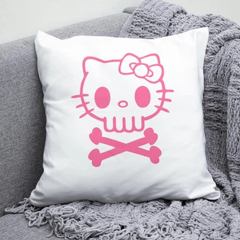 Плюшева подушка пірат Хелоу Кітті Hello Kitty квадрат 35х35 см біла
