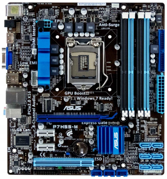 Материнская плата Asus P7H55-M/SI, Intel H55, PCI-E x16, DDR3, mATX s1156 БУ