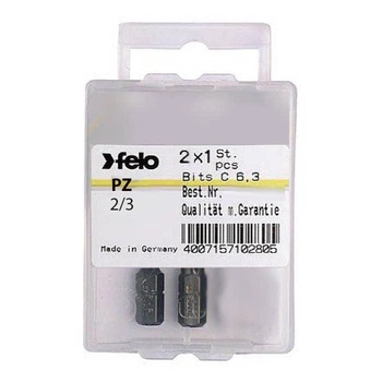 Бита Felo PZ2/PZ3х25 мм 1/4" С 6,3 ВОХ (2 шт) 02102336 (14224)