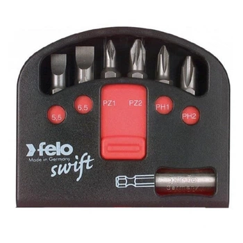 Набор бит Felo Swift 25 мм 5,5х1/6,5х1,2/PZ1/PZ2/PH1/PH2+магнитный держатель 7 шт 02060116 (14172)