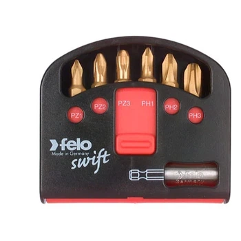 Набор бит Felo Swift TIN 25 мм PZ1/PZ2/PZ3/PH1/PH2/PH3+магнитный держатель 7шт 02060376 (14176)