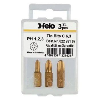 Набор бит Felo 25 мм TIN PН1/PН2/PН3 1/4" С 6,3 ВОХ (3 шт) 02293167 (14260)
