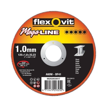 Круг Flexovit отрезной по металлу 230х3,0х22,2 мм A30 W-BF41 MEGA LINE 6650 об/мин высокопрочный стойкий 66252920074 (13925)
