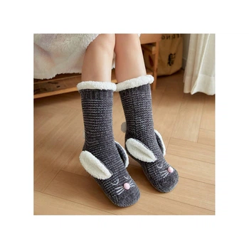 Плюшевые носки-тапочки Cappone Зайчики графит, 35-41