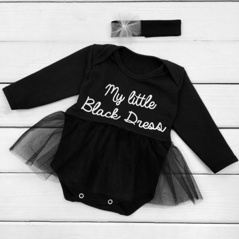 Боді сукня для дівчинки з пов'язкою My black dress 80 см Чорний