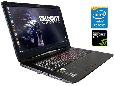 Игровой ноутбук PowerSpec 1710 / 17.3" (1920x1080) IPS / Intel Core i7-7700HQ (4 (8) ядра по 2.8 - 3.8 GHz) / 16 GB DDR4 / 128 GB SSD M.2 + 1000 GB HDD / nVidia GeForce GTX 1070, 8 GB GDDR5, 256-bit / WebCam б/у