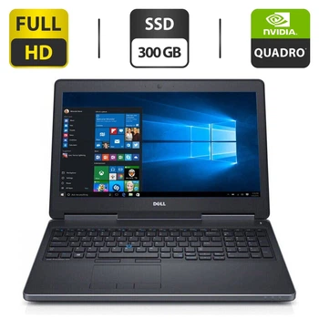 Мобильная рабочая станция Б-класс Dell Precision 7510 / 15.6" (1920x1080) IPS / Intel Core i7-6820HQ (4 (8) ядра по 2.7 - 3.6 GHz) / 16 GB DDR4 / 300 GB SSD / nVidia Quadro M1000M, 2 GB GDDR5, 128-bit / WebCam / Windows 10 б/у