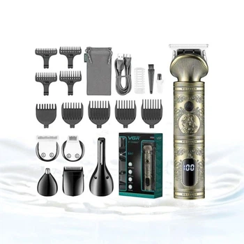 Машинка тример универсальная удобная для стрижки волос 6в1 VGR Professional Grooming kit V-106 Золотой