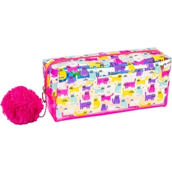 Пенал Cool For School голографический с помпоном 1 отделение розовый (CF87074)
