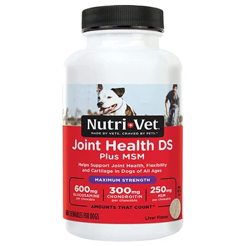 Таблетки Nutri-Vet Joint Health DS Plus MSM глюкозамин, хондроитин, МСМ, с марганцем для собак, 60 шт. (669125666692)