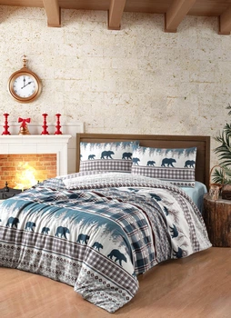Комплект постільної білизни First Choice Flanel Cozy Green, Полуторний 160x220