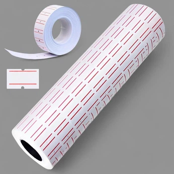 Ценники ленты для этикет-пистолета, 10 рулонов, 500шт, 2x1,1 см, белые с красной полоской