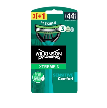 Одноразові станки для гоління Wilkinson Sword Xtreme 3 Sensitive для чоловіків в упаковці 3+1 шт