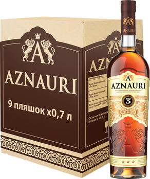 Коньяк Aznauri 3 года 0.7 л 40% х 9 шт. (4820189291954)