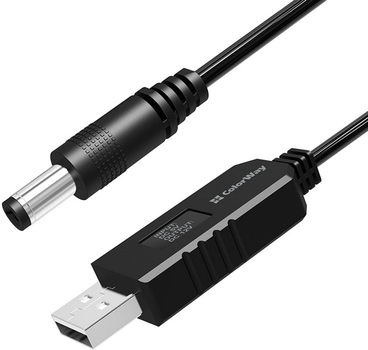 Кабель питания для роутера ColorWay 12V (USB-DC 5.5х2.5 мм) 1 м Black (CW-CBUD067-BK)