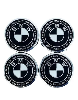 Колпачки в диски BMW, Black-White, заглушки в колеса 68 мм (комплект)