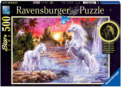 Puzzle Ravensburger Świecące Jednorożce nad rzeką 49 x 36 cm 500 elementów (4005556148738)