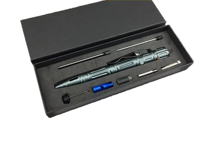 Ручка мультитул со свистком и фонариком Solve многофункциональная 8 в 1 Gray KT6000008