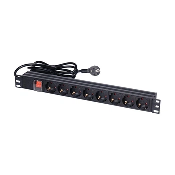 Блок розеток Trinix TRX-PDU-8M-16А Black для комутаційного шафи 19" на 8 розеток, з вимикачем