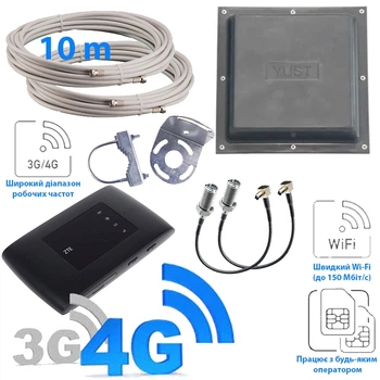 Комплект 3G/4G интернет ZTE MF920U black антенна mimo + кабель 10м + переходники 2xTS9/F (TF-KIT-4G3411)