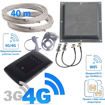 Комплект 3G/4G интернет ZTE MF920U black антенна mimo + кабель 40м + переходники 2xTS9/F (TF-KIT-4G4390)