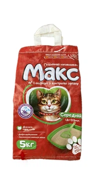 Бентонітовий наповнювач для туалету котів МАКС з ароматом лаванди, середній, 5 кг