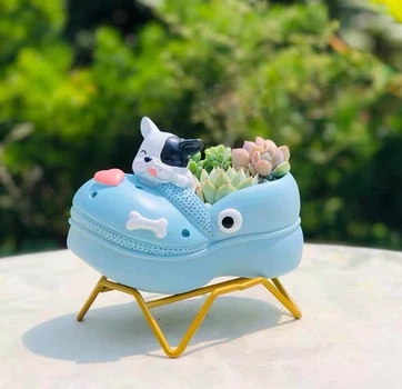 Горшок Крокс Crocs голубой для суккулентов комнатных растений