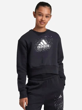 Дитячий світшот для дівчинки Adidas Jg Glm Crew IV9418 122-128 см Black (4067896696652)