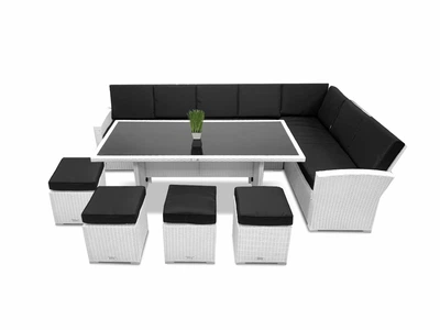 Набір садових меблів Just Relax MILANO LONG Білий 803 R Правий кут (Диван, Стіл, 4 Пуфи)