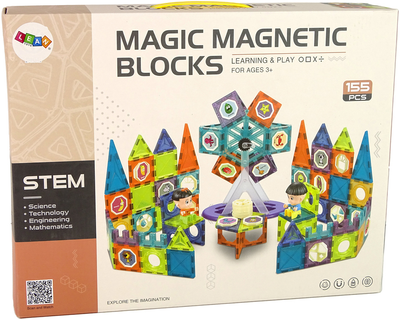 Klocki magnetyczne Leantoys 3D Buildings 155 elementów (5905515351010)