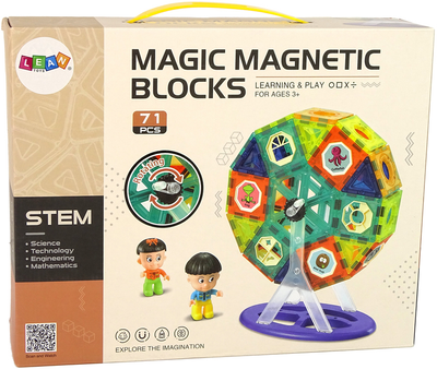 Klocki magnetyczne Leantoys 3D Buildings Diabelski Młyn 71 elementów (5905515350990)