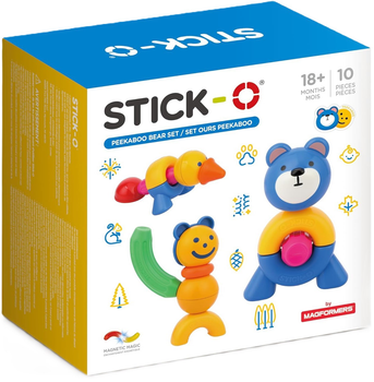 Klocki magnetyczne Magformers Stick O Peek A Boo Niedźwiedź 10 elementów (0730658902097)