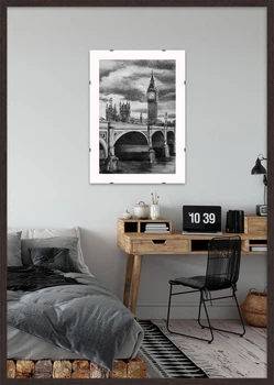Фоторамка деревянная 70х100 багет: DL1906-12 Темное дерево (с глянцевым прозрачным пластиком 0.8мм, двп) EmojiFrame
