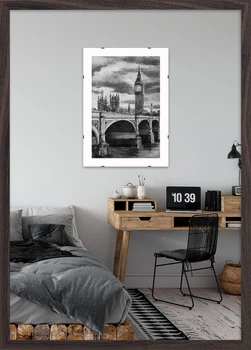 Рамка для фото деревянная 42х60 багет: DL1906-06 Темное дерево (с глянцевым стеклом 1-1.5мм, двп) EmojiFrame