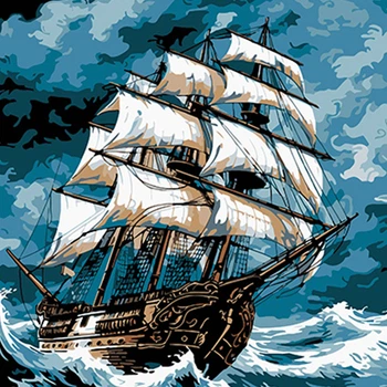 Картина за номерами Морський шторм на чорному фоні 40х40 Strateg (AV4040-71)