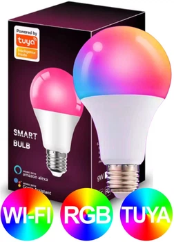 Розумна лампочка Tuya Smart LED WiFi A60 E27 2700-6500 K 9 W Color/White