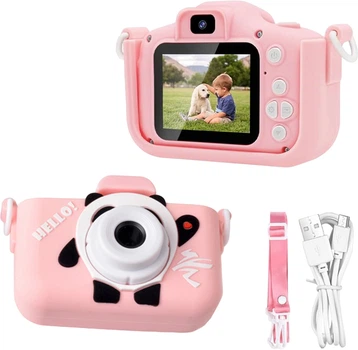 Детская фотокамера панда UFT F3 Panda Pink с силиконовым чехлом (UFTF3PandaPink)