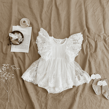 Летний детский бодик с кружевной юбкой Baby Fashion, Белый, 90 см