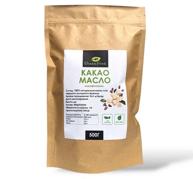 Какао масло нерафинированное 500 грамм GreenFood