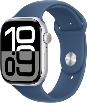 Смарт-часы Apple Watch Series 10 GPS 46mm Silver Aluminium Case with Denim Sport Band - S/M (MWWL3QH/A)